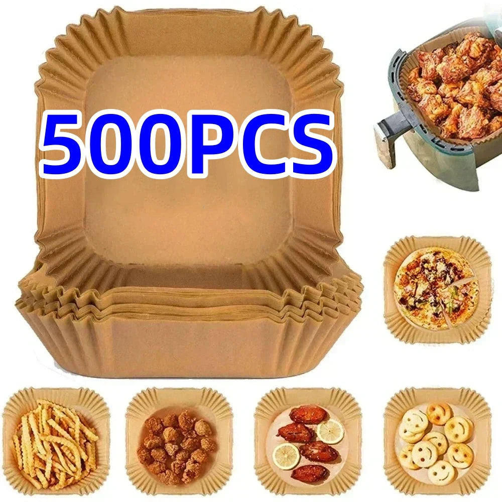 Air Fryer Paper Kitchen Utensils Disposable Square Round Pastry Molds BBQ Plate Non-stick Pad Kitchens Accessories