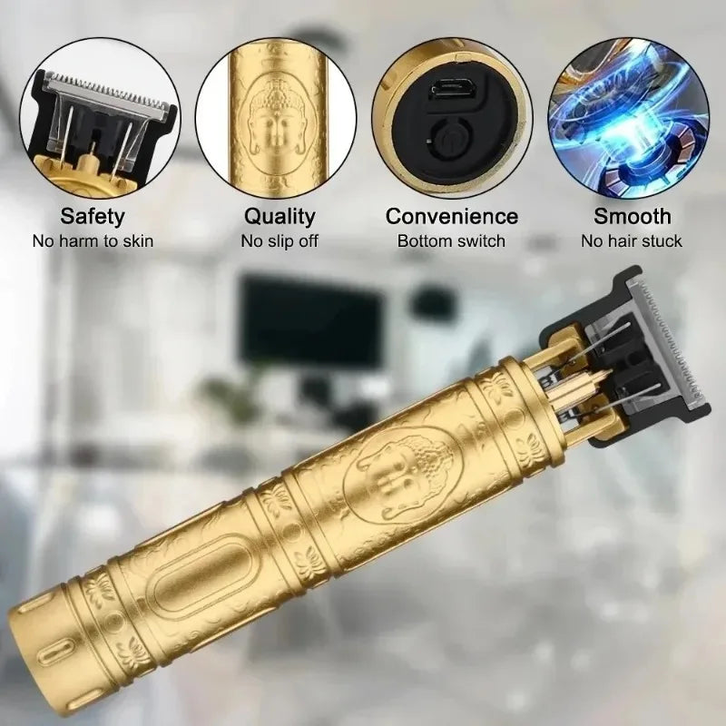 Vintage Cordless Hair Clipper Trimmer USB Fast Charging Portable Electric Shaver Barber Professional Hair Cutting Machine