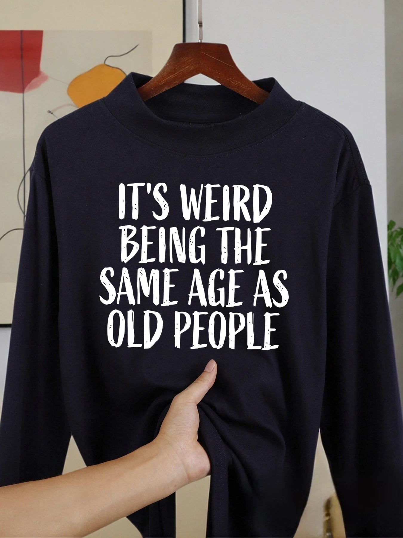 I Can'T Believe I'M Already Old Funny Print Man Long Sleeved Shirts Winter Autumn Base Layer Thickened Middle Collar Clothing