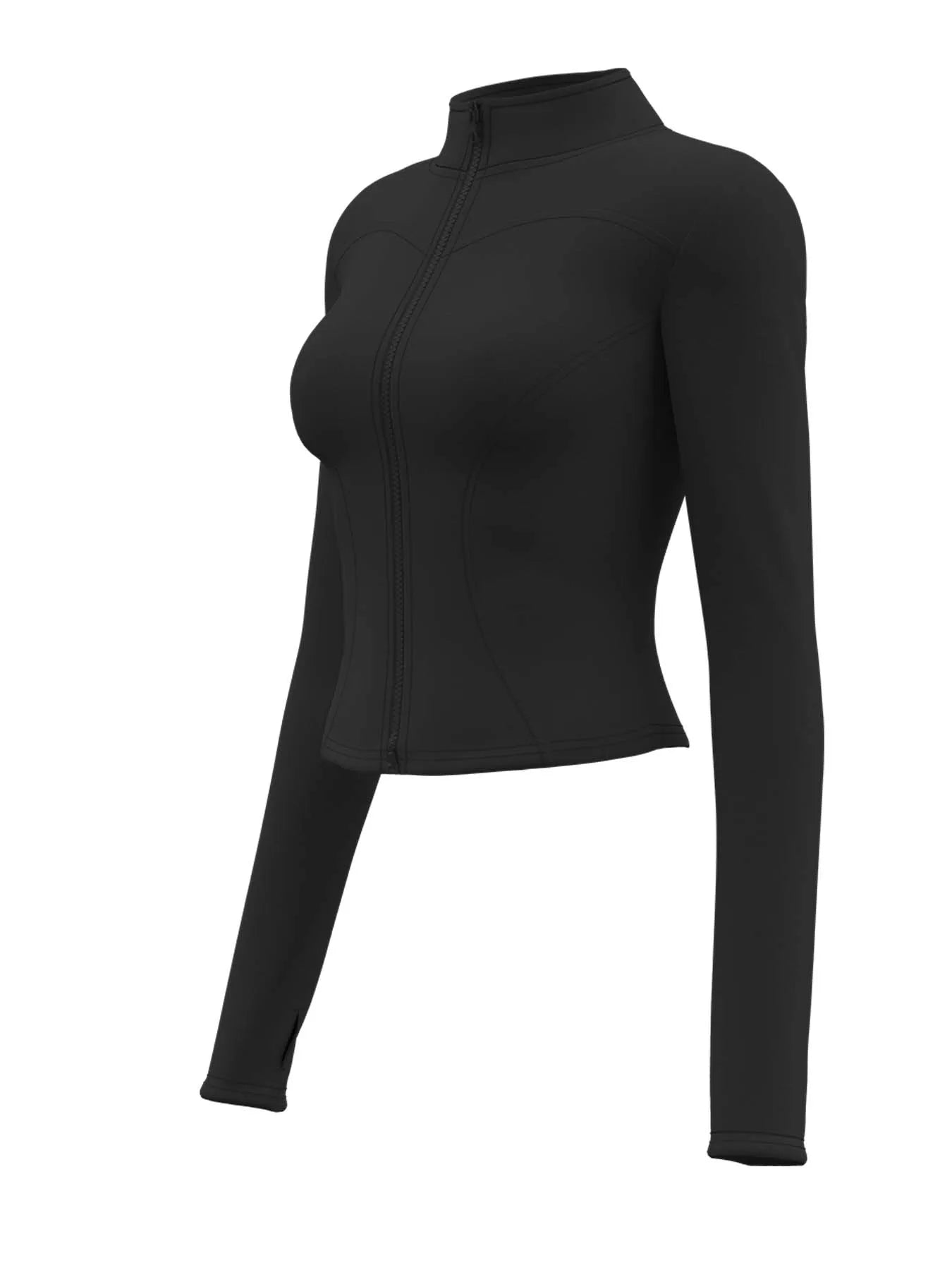 Women's Workout Jacket Stretch Fitted Zip Front Long Sleeve Running Yoga Slimming Waist-Cinching Stand Collar Quick-Dry Sportswe