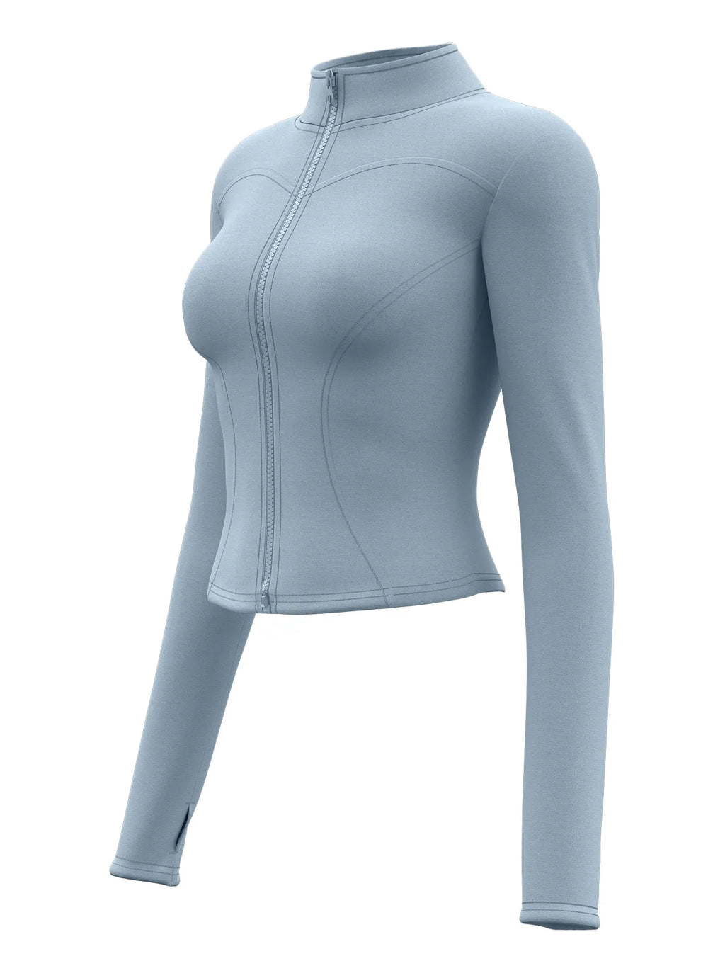 Women's Workout Jacket Stretch Fitted Zip Front Long Sleeve Running Yoga Slimming Waist-Cinching Stand Collar Quick-Dry Sportswe