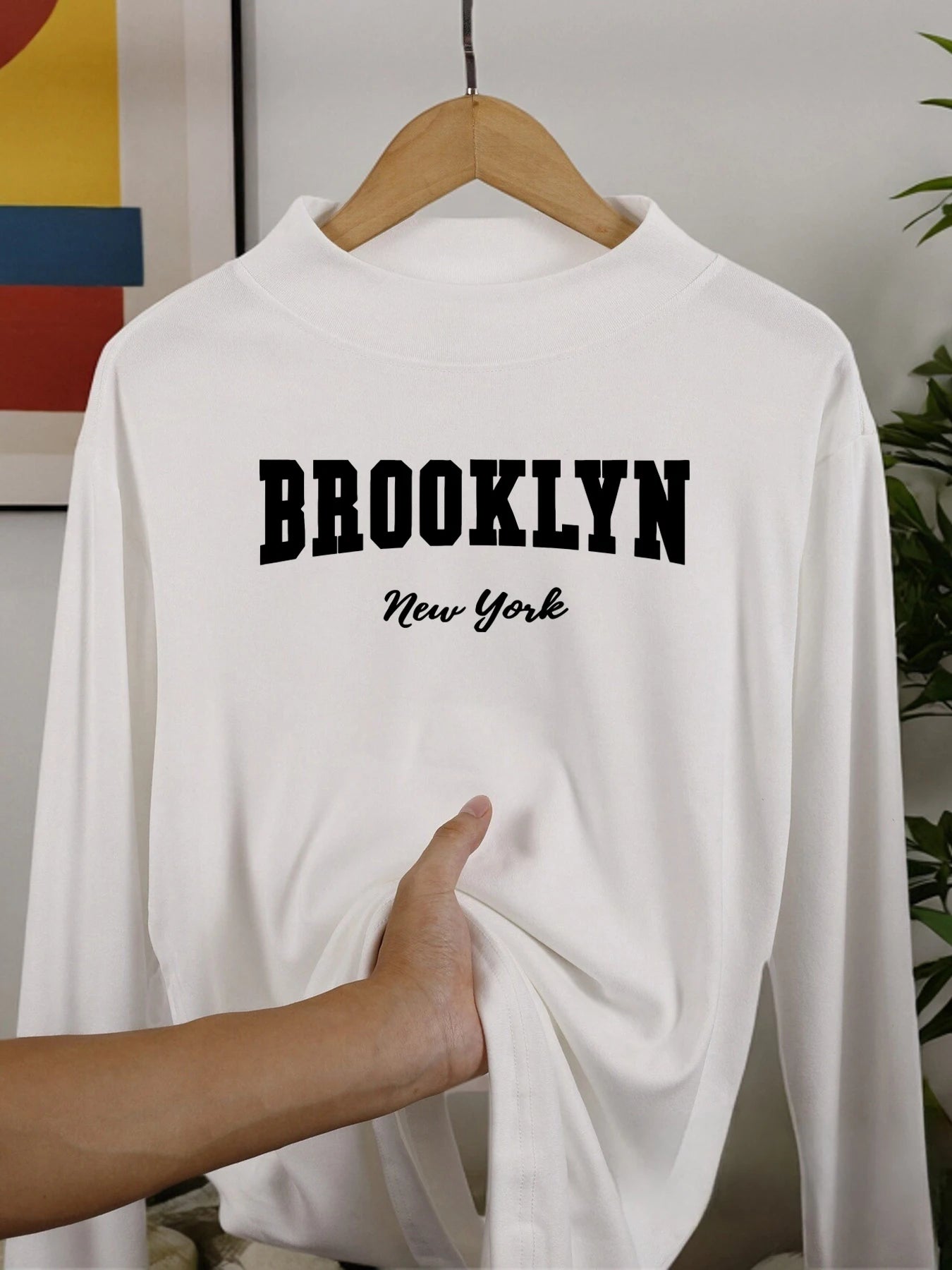 Brooklun New York Letter Long Sleeved Shirts Thickened Fit Clothing Autumn Winter Clothes Soft Middle Collar Velvet Fleece Tops