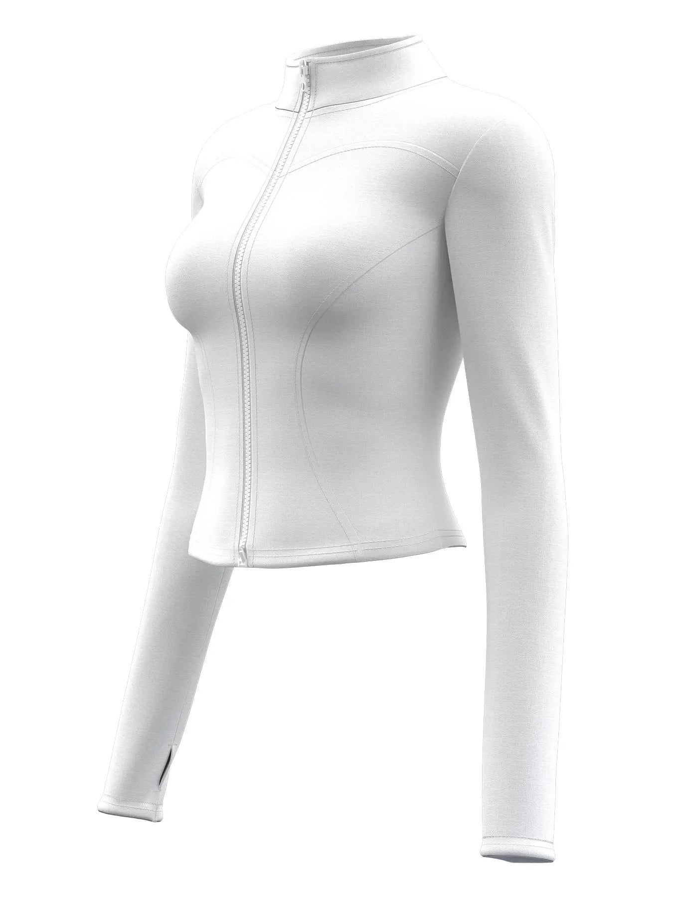 Women's Workout Jacket Stretch Fitted Zip Front Long Sleeve Running Yoga Slimming Waist-Cinching Stand Collar Quick-Dry Sportswe