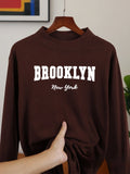 Brooklun New York Letter Long Sleeved Shirts Thickened Fit Clothing Autumn Winter Clothes Soft Middle Collar Velvet Fleece Tops