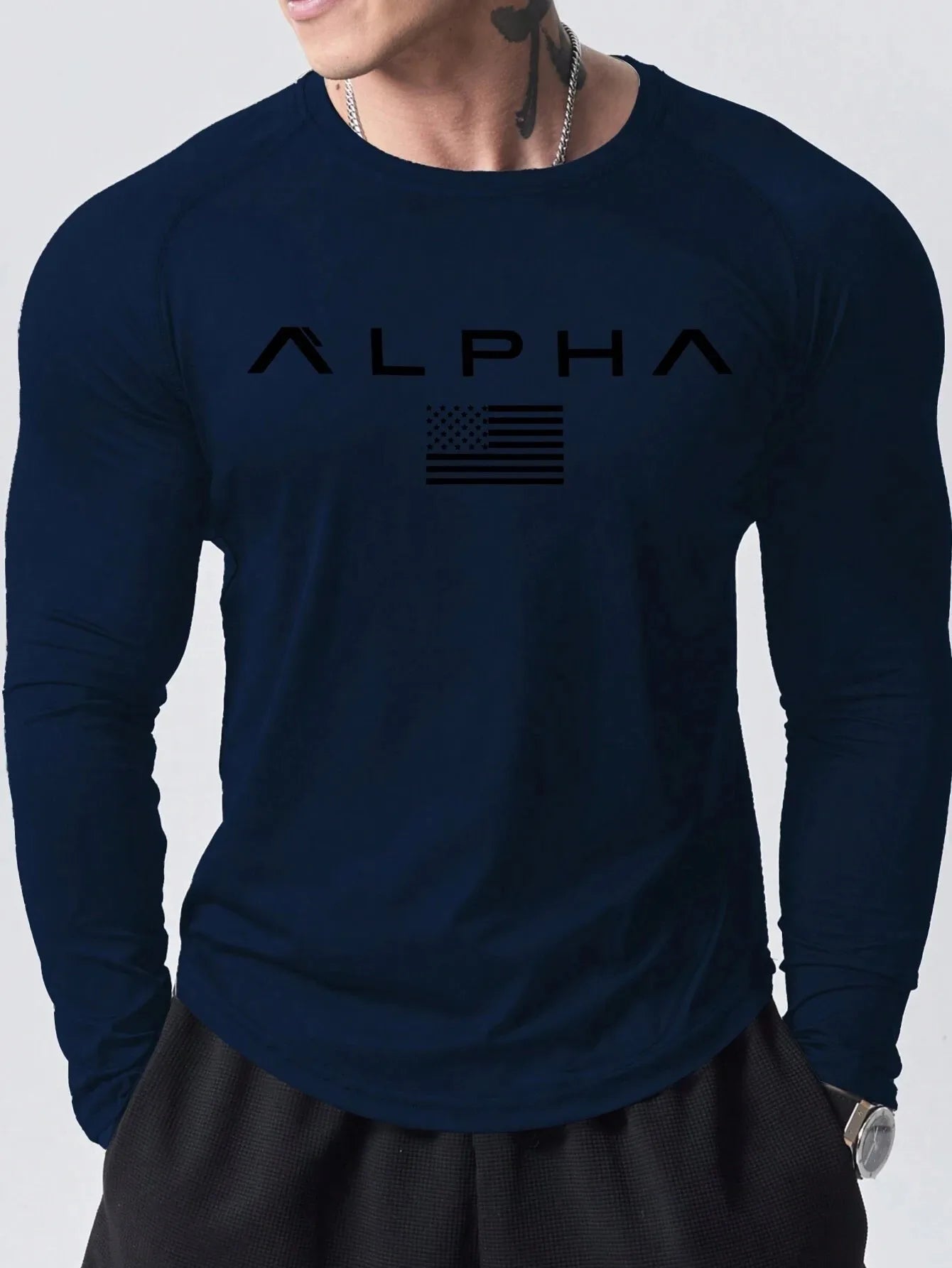 New men's long-sleeved T-shirt for Spring and Autumn 2025 featuring street fashion and comfort with 3D letter printing