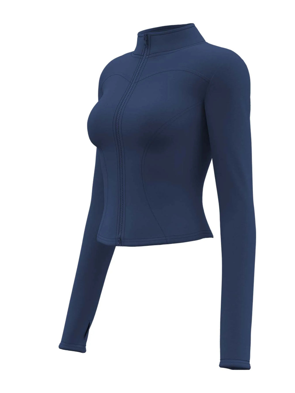 Women's Workout Jacket Stretch Fitted Zip Front Long Sleeve Running Yoga Slimming Waist-Cinching Stand Collar Quick-Dry Sportswe