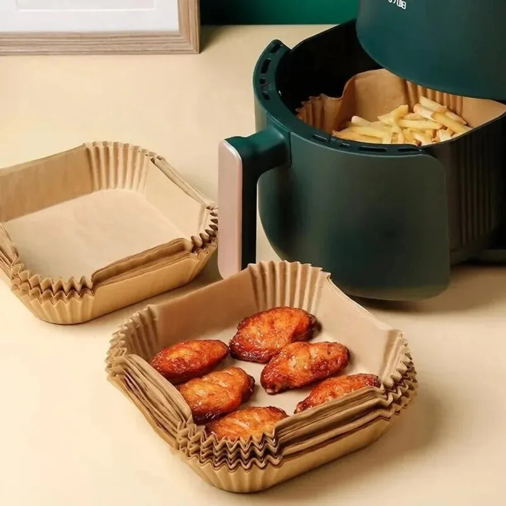 Air Fryer Paper Kitchen Utensils Disposable Square Round Pastry Molds BBQ Plate Non-stick Pad Kitchens Accessories