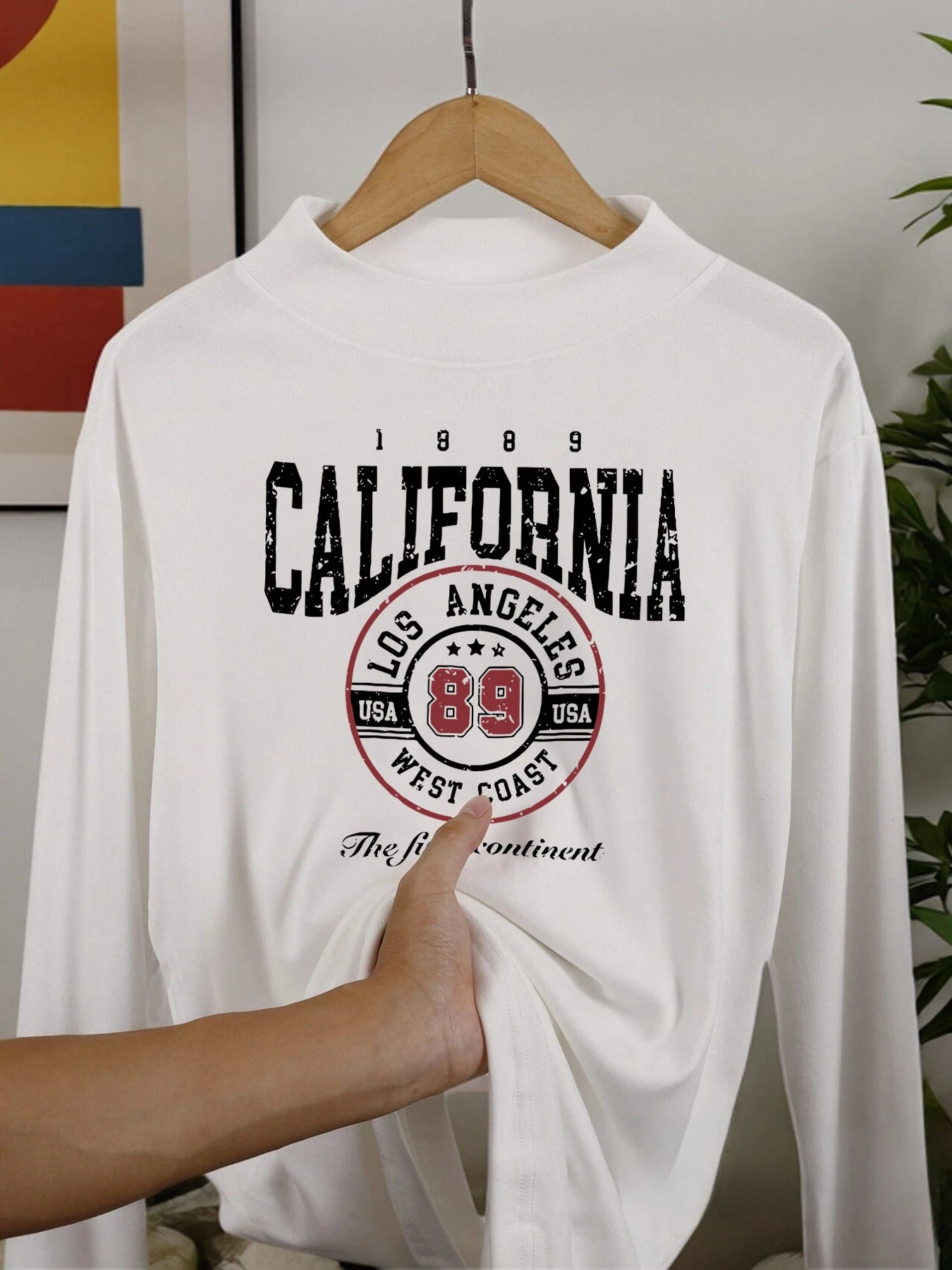 California Los Angeles Letter Long Sleeved Shirts Winter Autumn Shirts Velvet Fleece Shirt Warm Middle Collar Thickened Tops