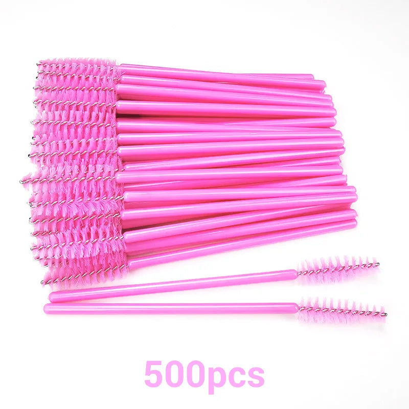 500pcs Eyelash Brushes Wands for Beauty Salon Makeup Tools Disposable Individual False Lashes Application Spoolies