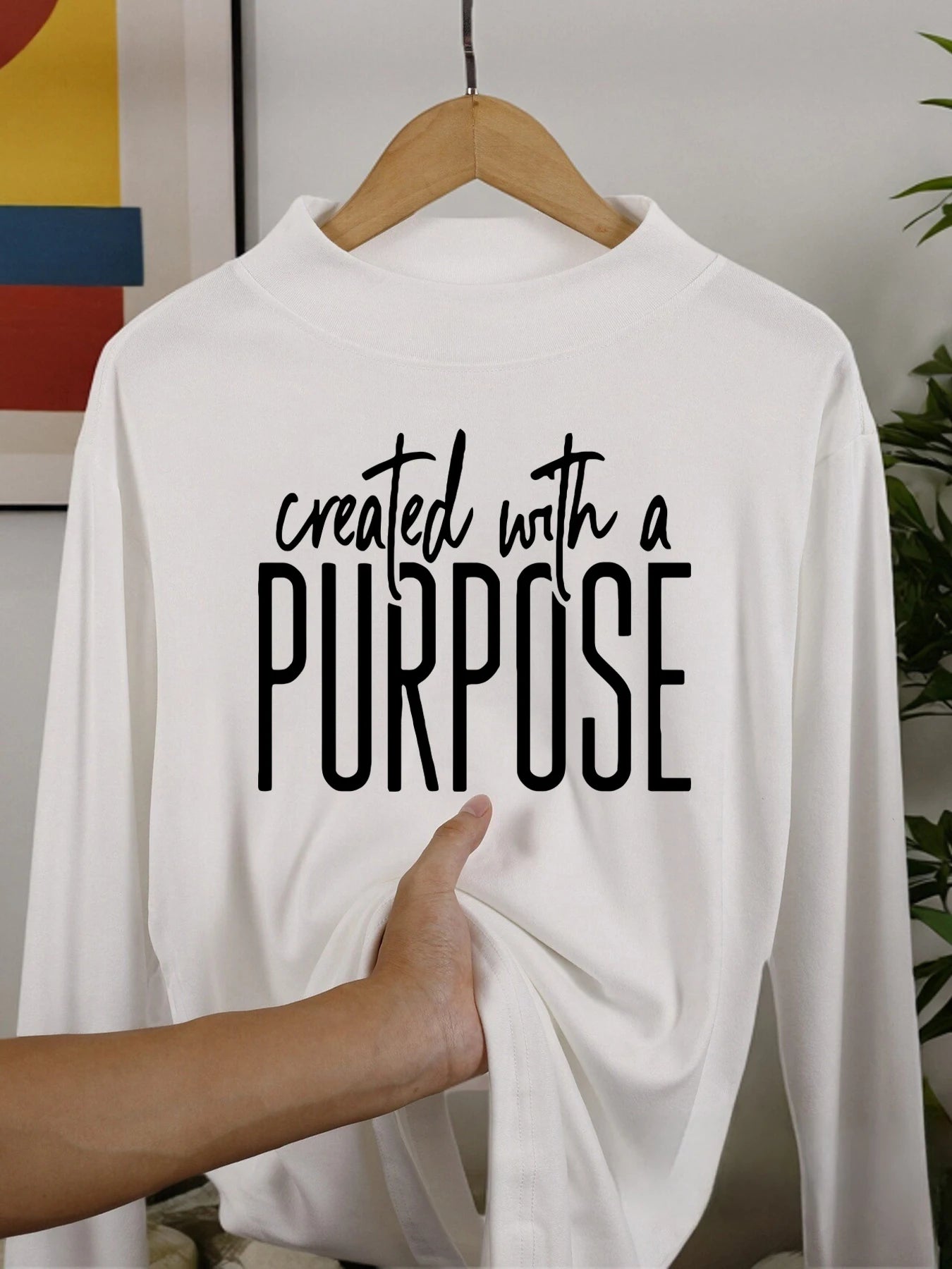 Created With A Purpose Printing Male Long Sleeved Shirt Fashion Thickened Tops Fit Casual Clothes Warm Velvet Fleece Clothing