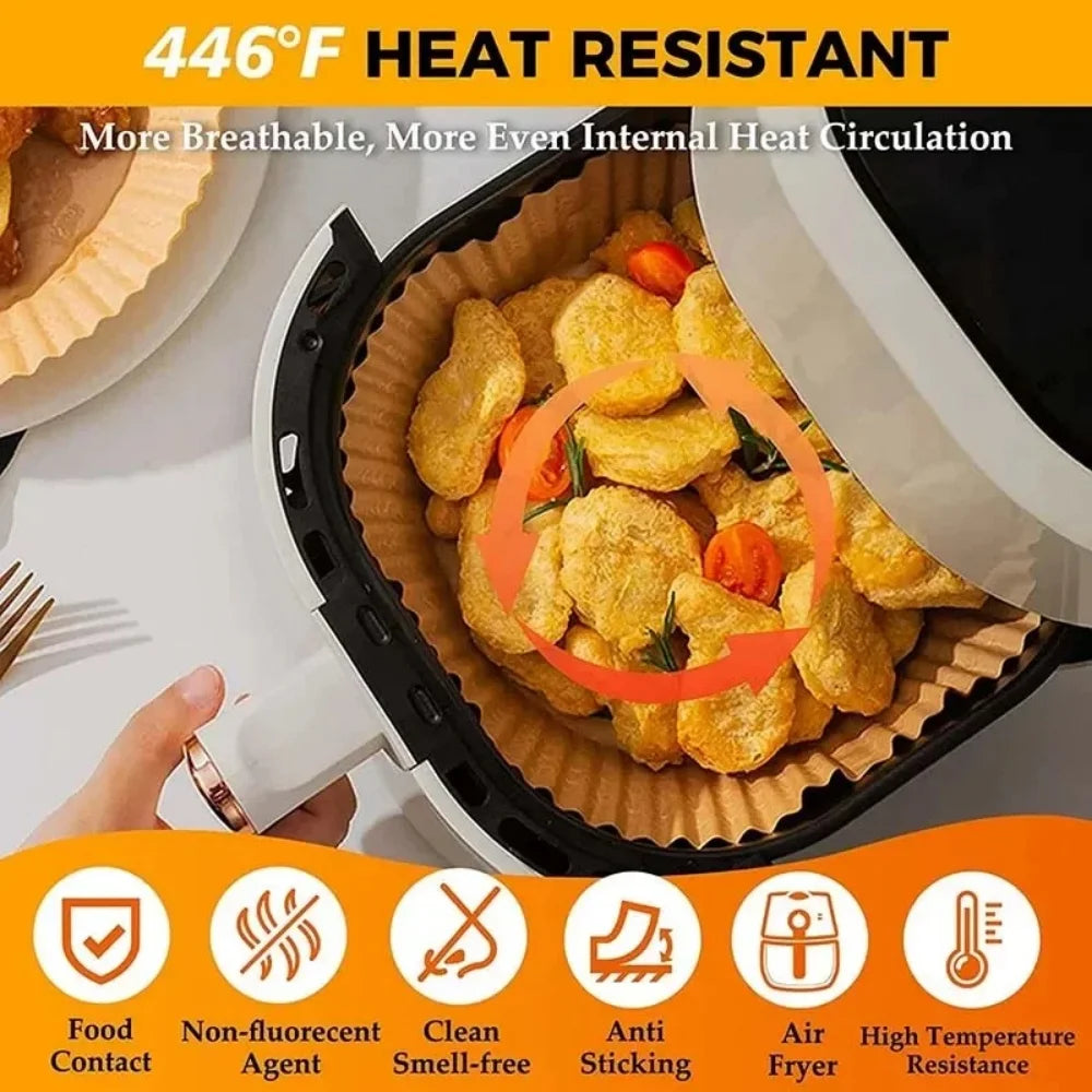 Air Fryer Paper Kitchen Utensils Disposable Square Round Pastry Molds BBQ Plate Non-stick Pad Kitchens Accessories